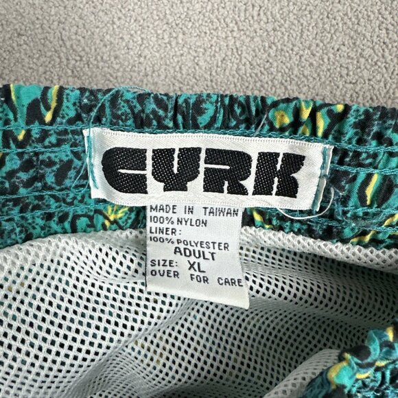 Vintage Shorts Mens XL Aqua Surf Swim Trunk Tribal Floral Pineapple Baggies - Picture 2 of 9